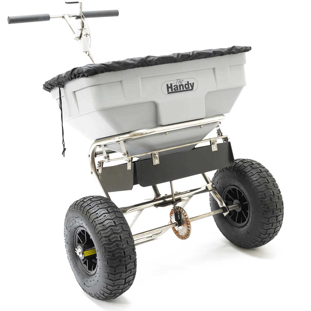 Image of Handy Stainless Steel Push Feed, Grass & Salt Broadcast Spreader 3.66 Metre Spread Width 57kg Capacity