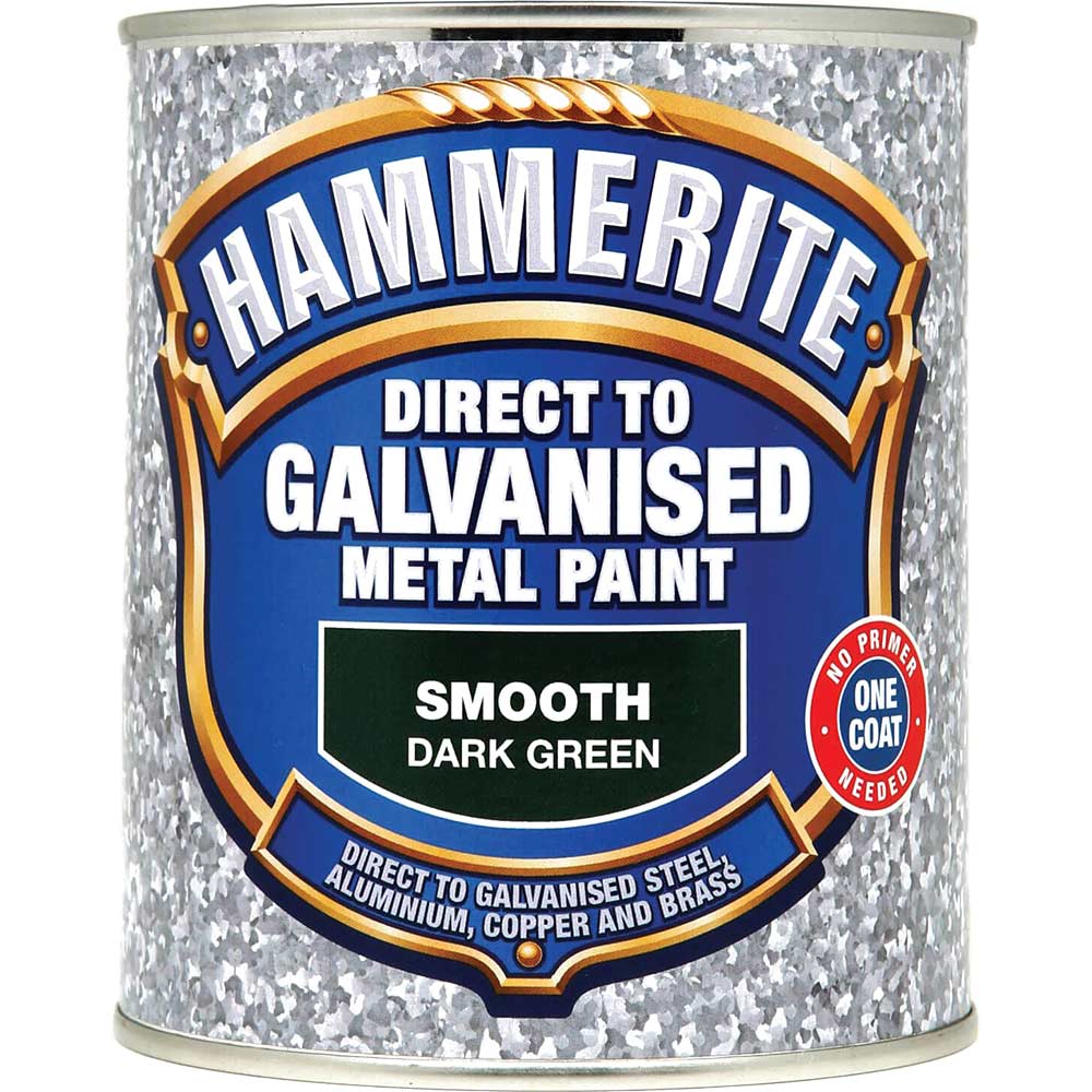 Hammerite Direct to Galvanised Metal Paint Dark Green 750ml
