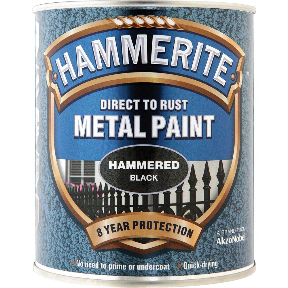 Image of Hammerite Direct to Rust Hammered Finish 750ml Black