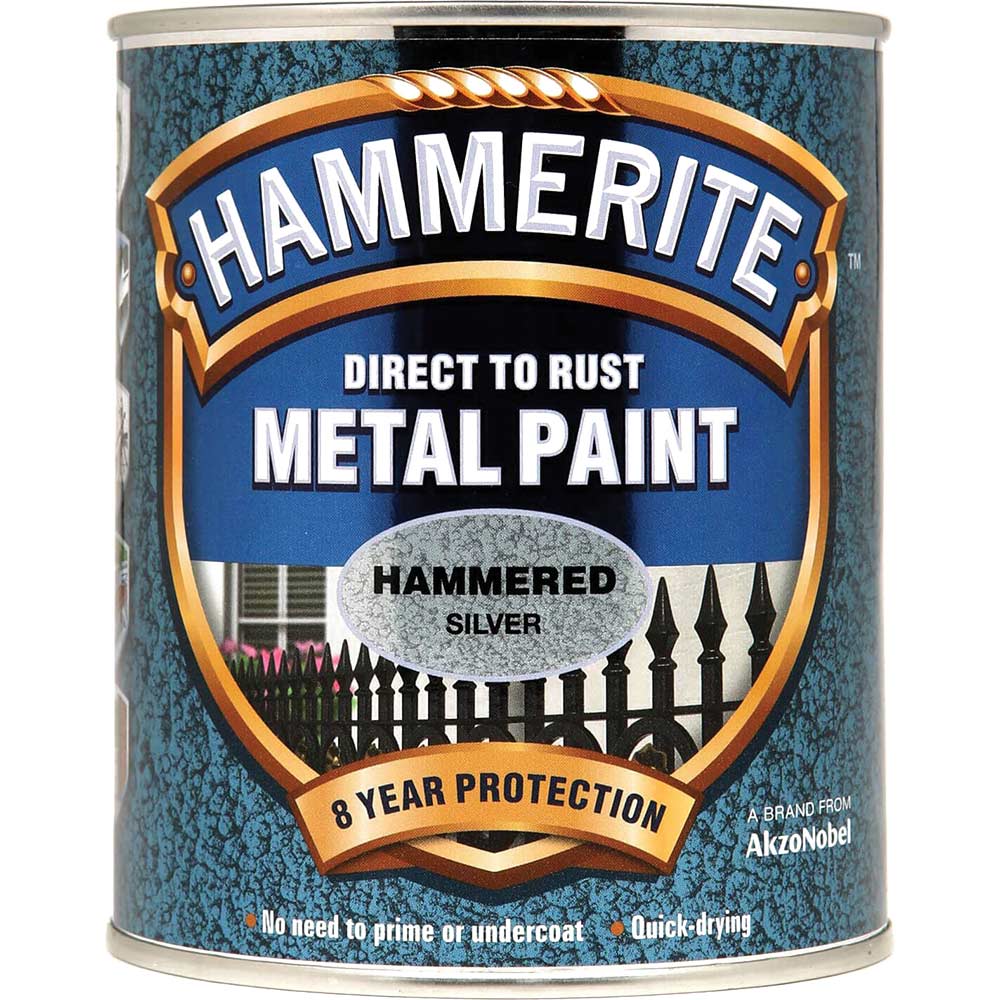 Image of Hammerite Direct to Rust Hammered Finish 750ml Silver
