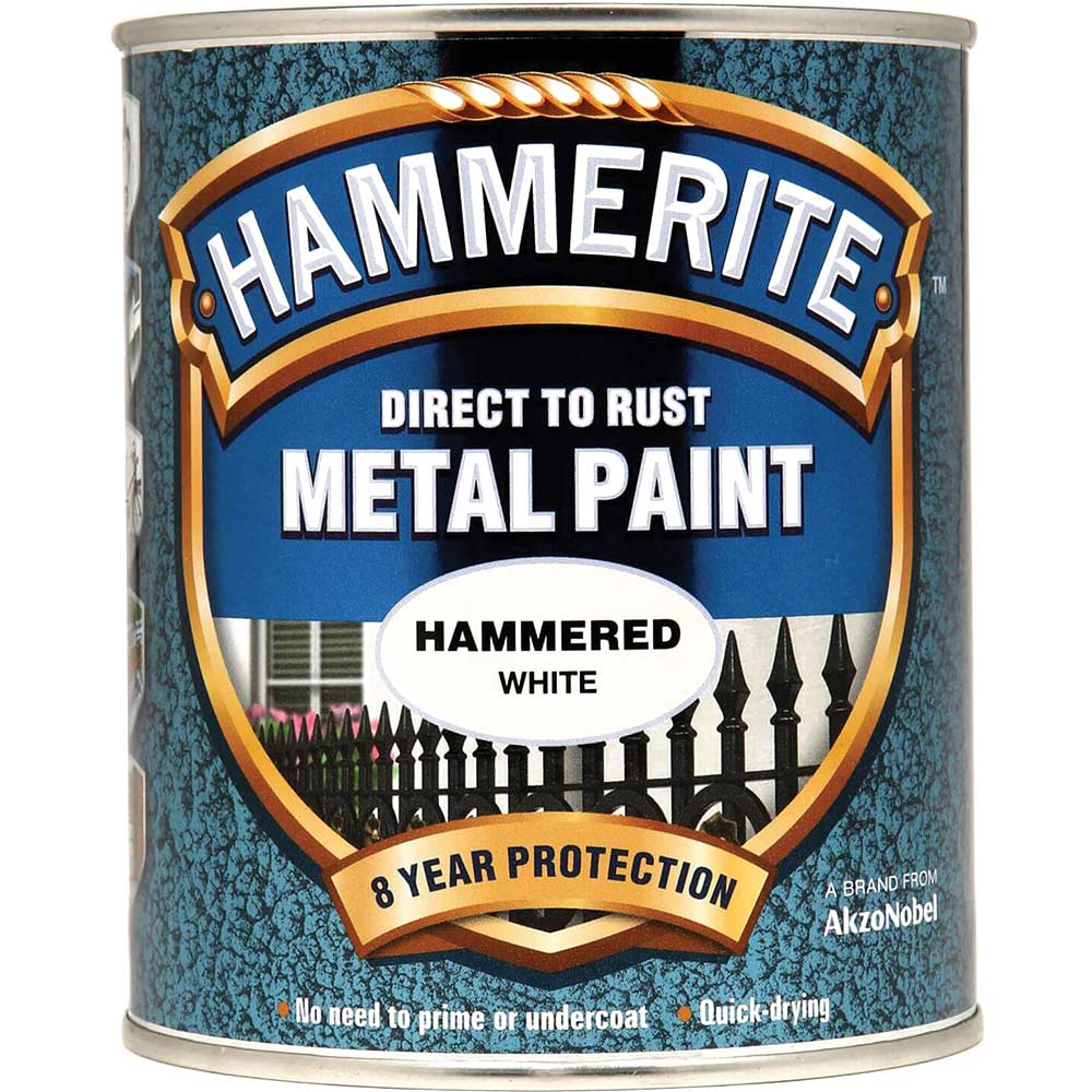 Image of Hammerite Direct to Rust Hammered Finish 750ml White