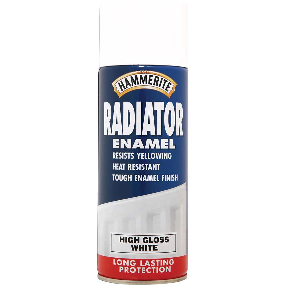 Hammerite Radiator Enamel Paint Aerosol Gloss White 400ml