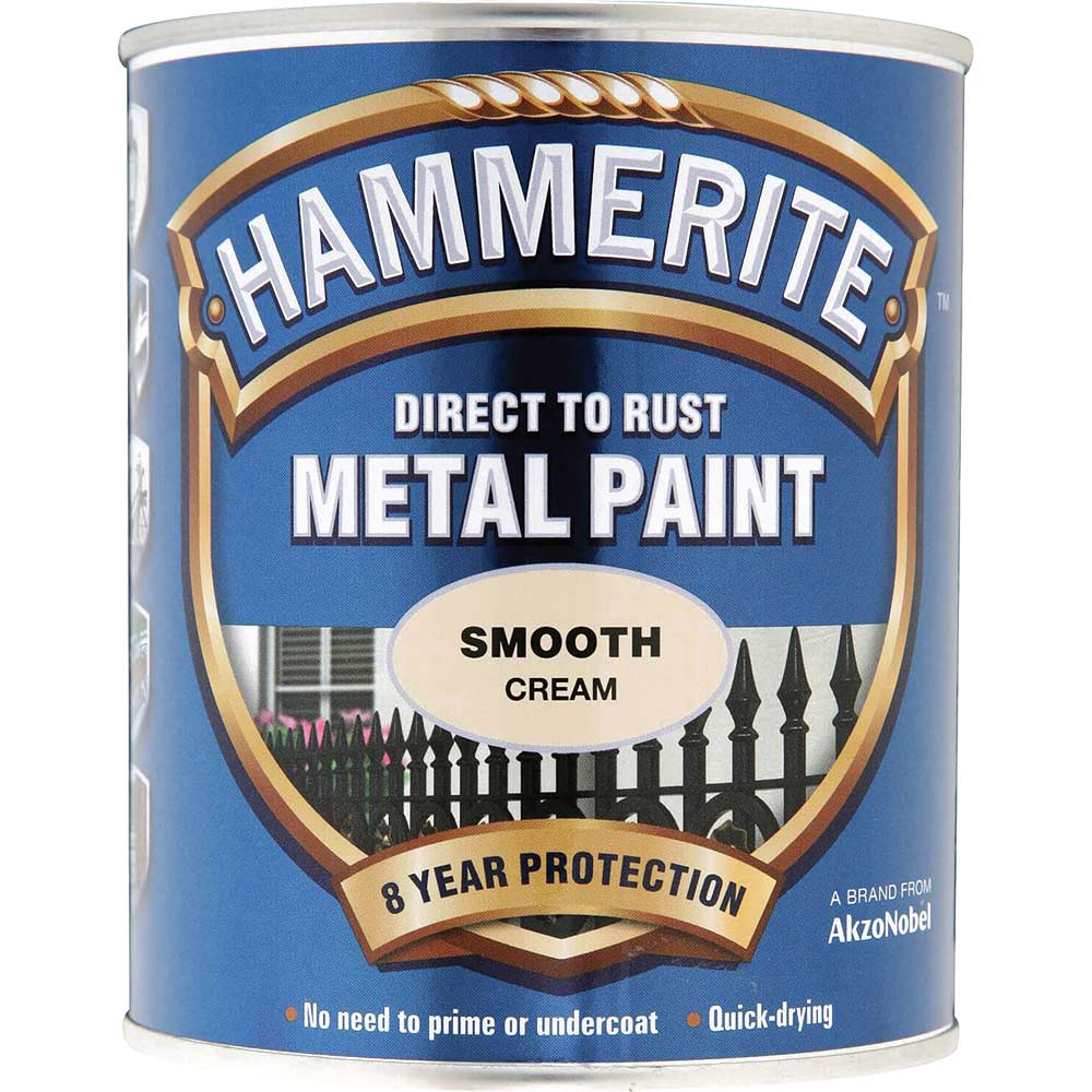 Image of Hammerite Direct to Rust Smooth Finish 750ml Cream