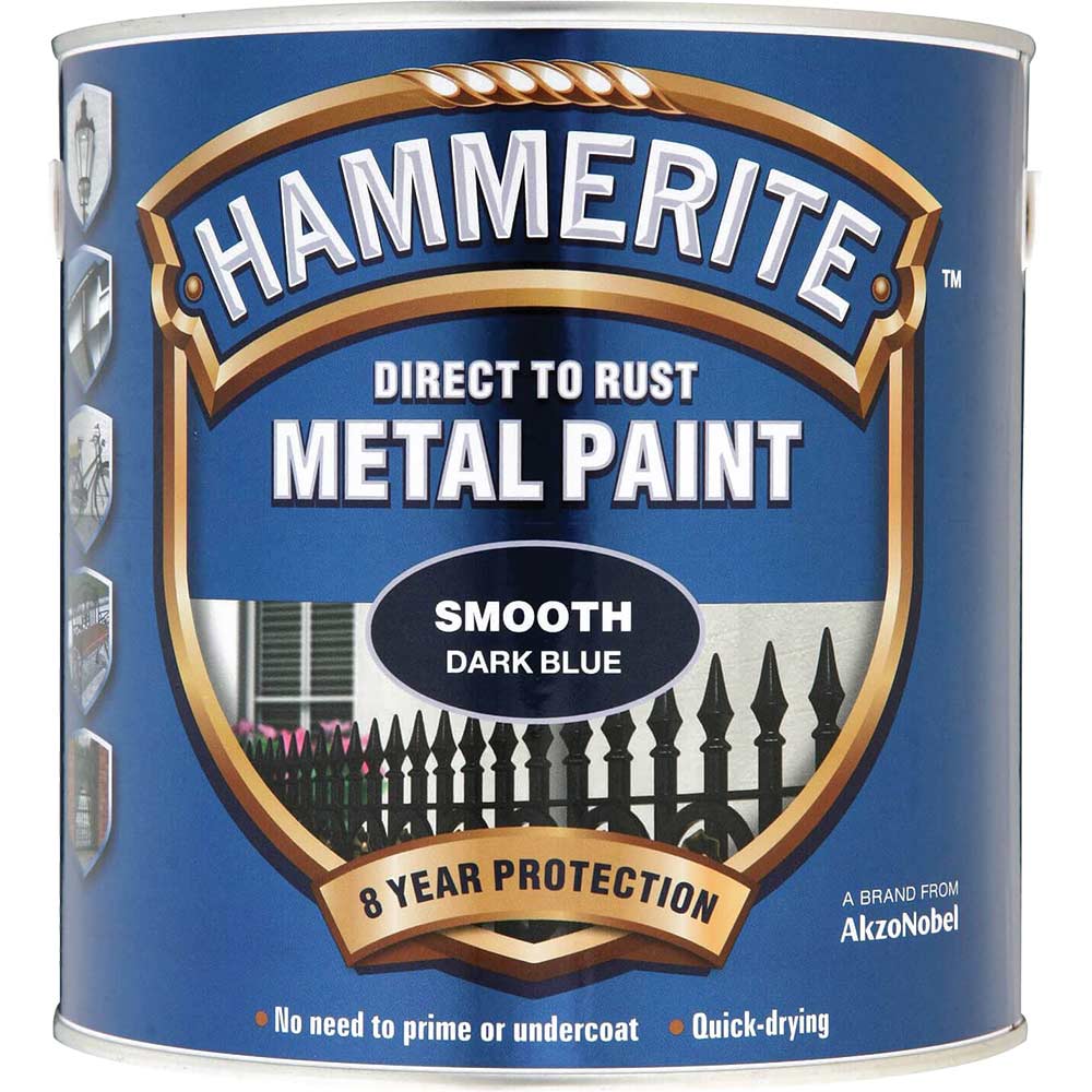 Image of Hammerite Direct to Rust Smooth Finish Dark Blue 2.5 Litre