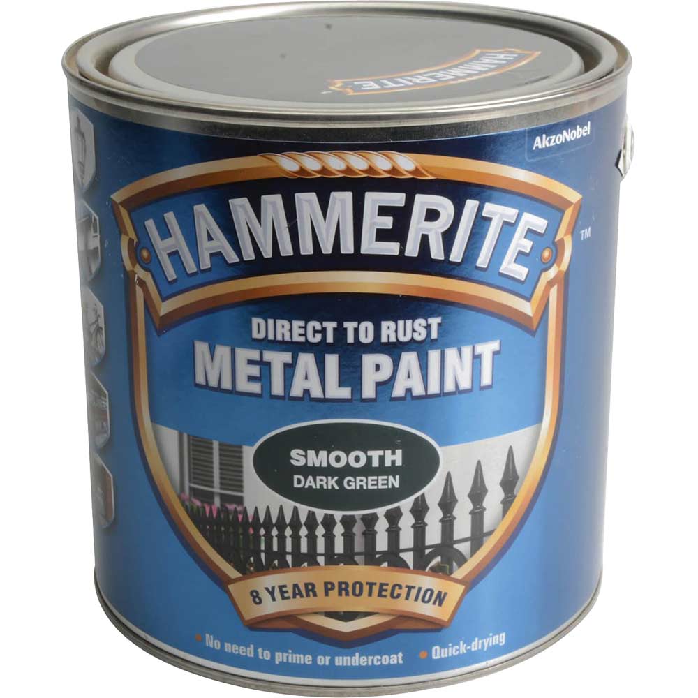 Image of Hammerite Direct to Rust Smooth Finish Dark Green 2.5 Litre