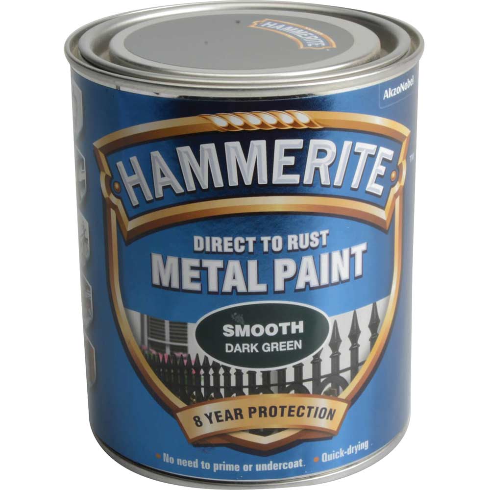 Image of Hammerite Direct to Rust Smooth Finish 750ml Dark Green