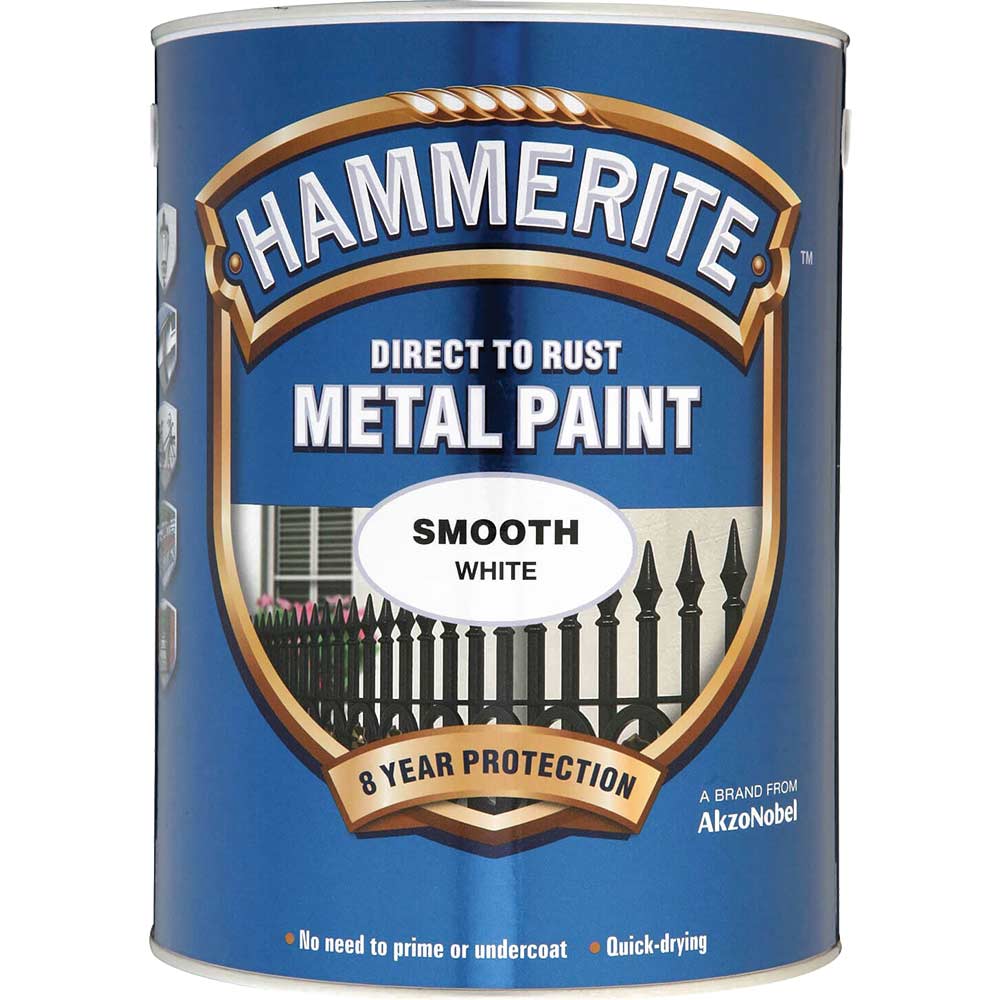 Image of Hammerite Direct to Rust Smooth Finish White 5 Litre