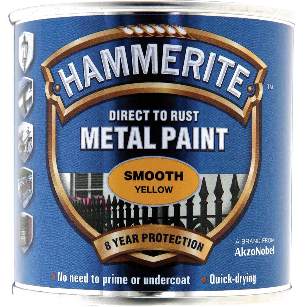 Image of Hammerite Smooth Finish Yellow 250ml