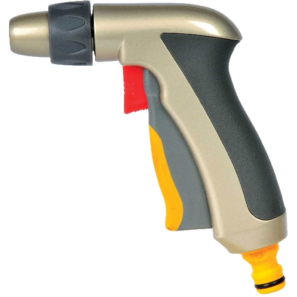 Image of Hozelock Metal Jet Water Spray Gun Plus with 2 Spray Patterns for Hose Pipes