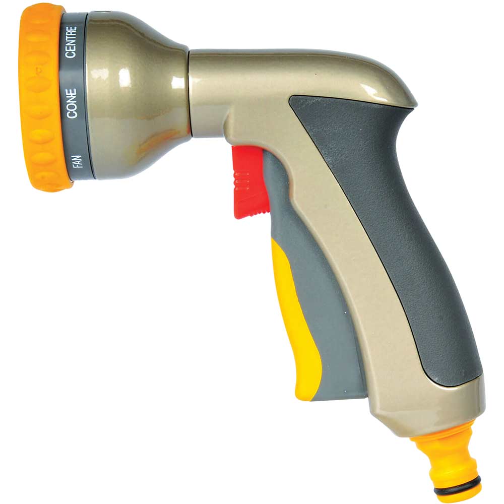 Hozelock Metal Multi Water Spray Gun Plus with 8 Spray Patterns for Hose Pipes