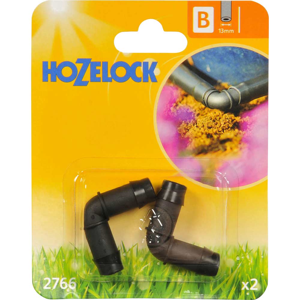 Image of Hozelock 90° Elbow Connector Pack of 2 for 13mm Auto Watering System