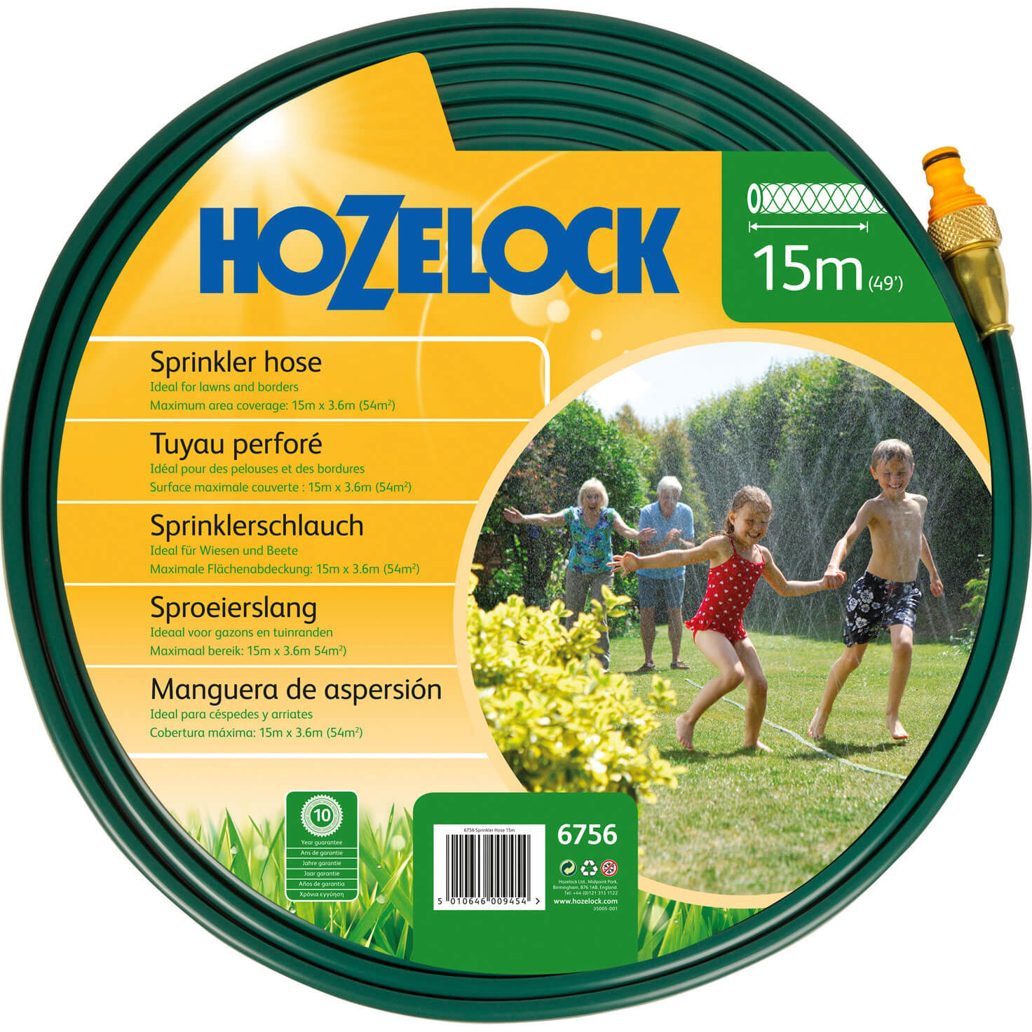 Hozelock 15 Metre Flat Garden Water Sprinkler & Soaker Hose + Connectors