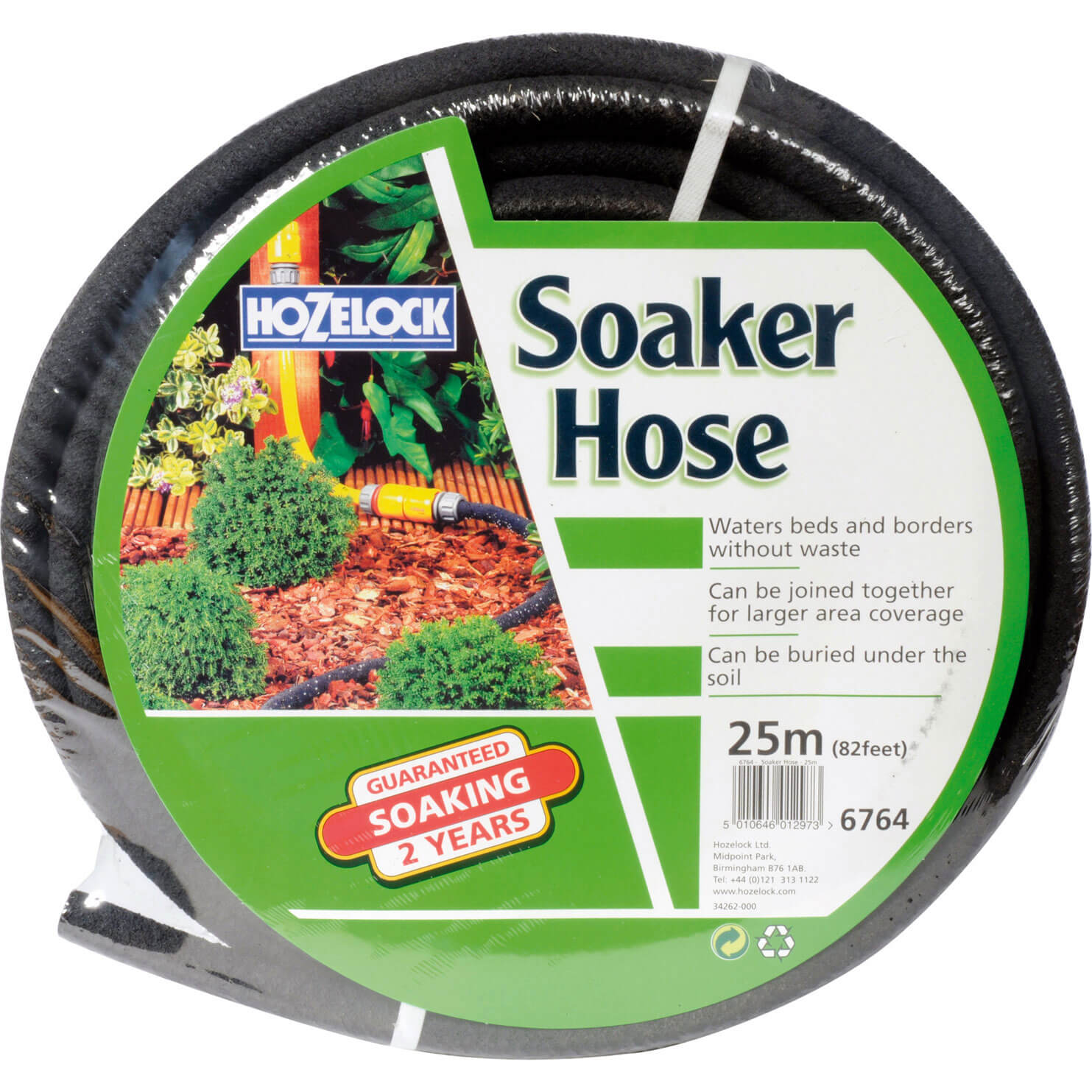 Hozelock 25 Metre Porous Soaker Hose Pipe 12.5mm (1/2") with Connectors