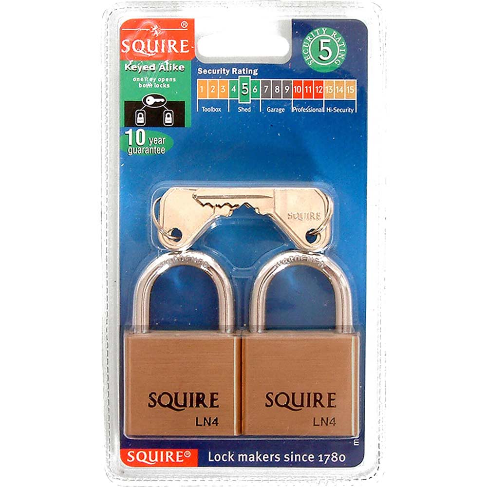 Squire 40mm Lion Series Brass Padlock Pack of 2 Keyed Alike