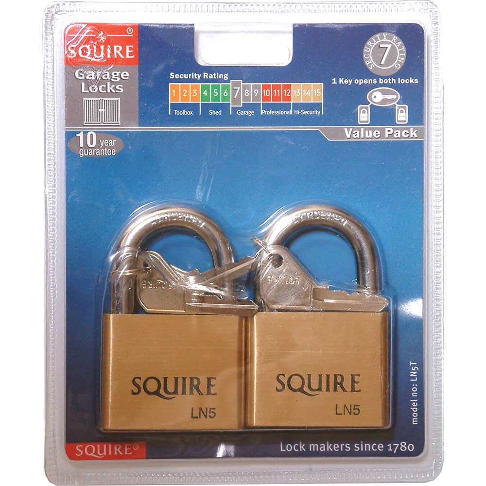 Squire 50mm Lion Series Brass Padlock Pack of 2 Keyed Alike