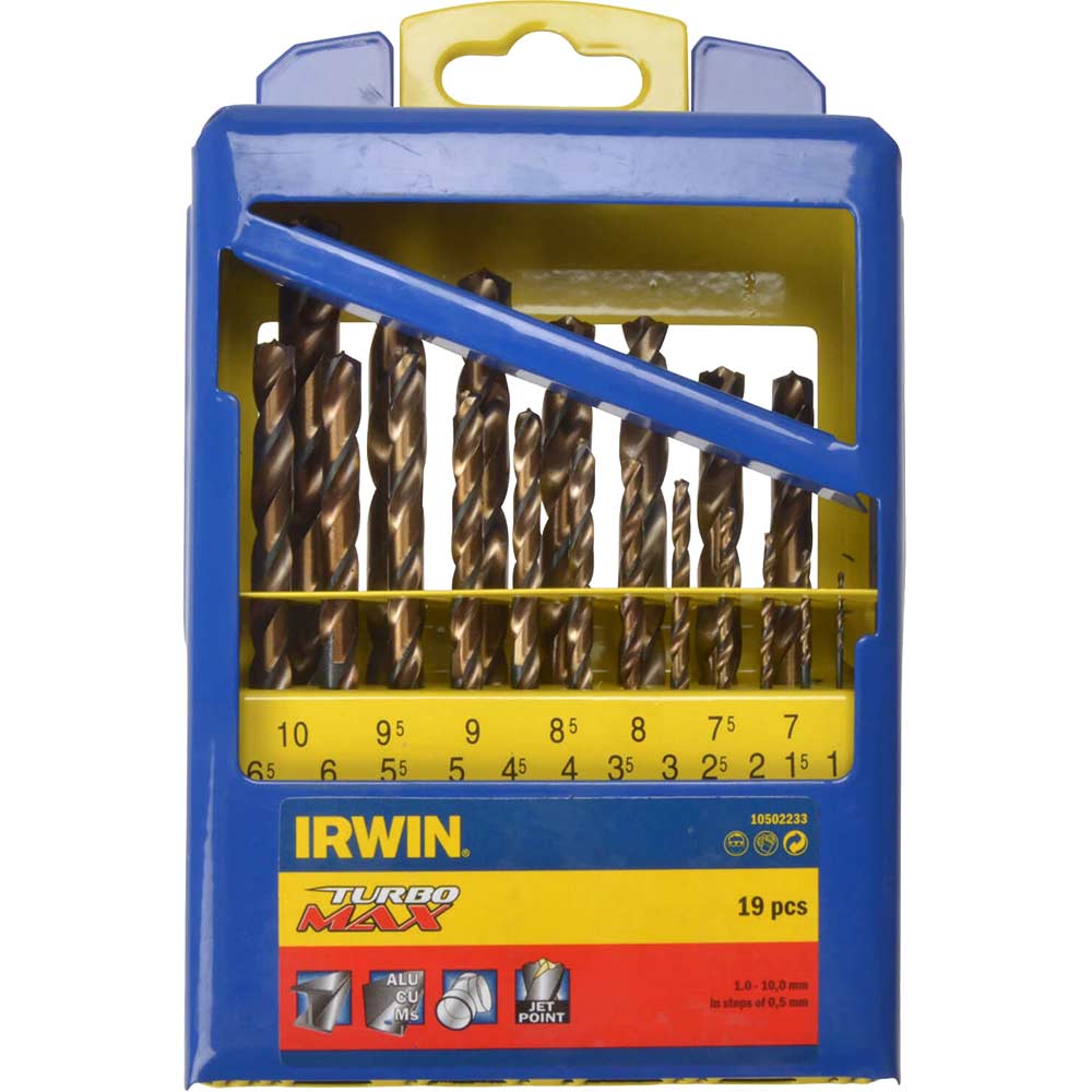 Image of Irwin 19 Piece Turbo Max HSS Drill Bit Set 1 - 10mm