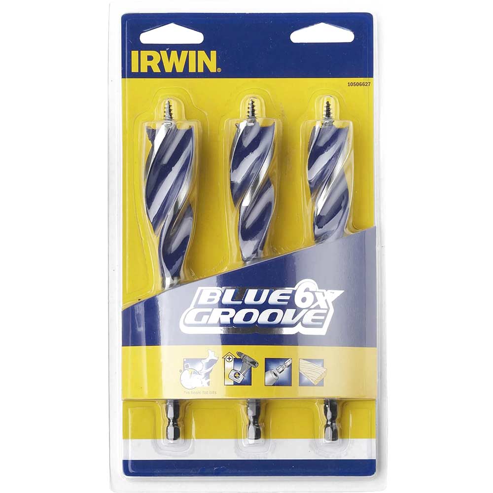 Image of Irwin 6X Ir Blue Groove 3 Piece Drill Bit Set