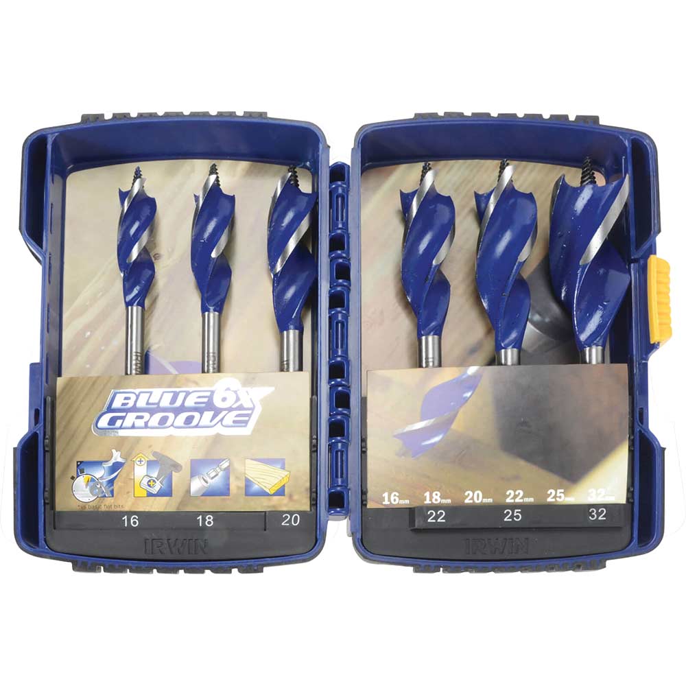 Image of Irwin 6 Piece 6X Ir Blue Groove Drill Bit Set