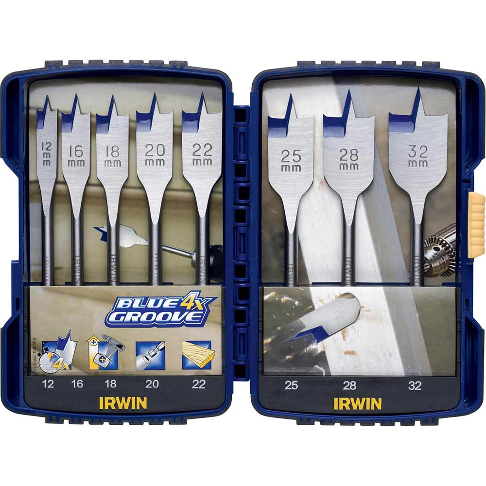 Image of Irwin 4X Ir Blue Groove 8 Piece Drill Bit Set