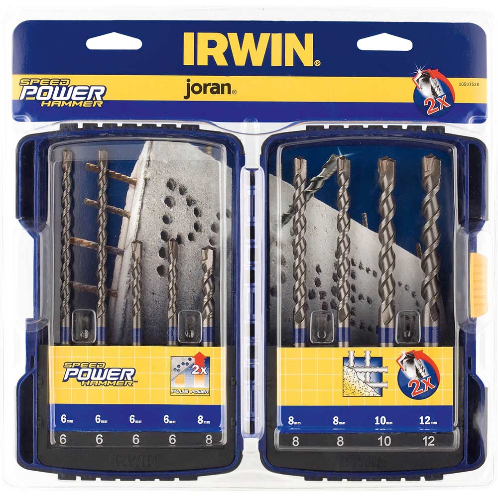 Image of Irwin 9 Piece Speedhammer SDS Plus Drill Bit Set 6 - 12mm