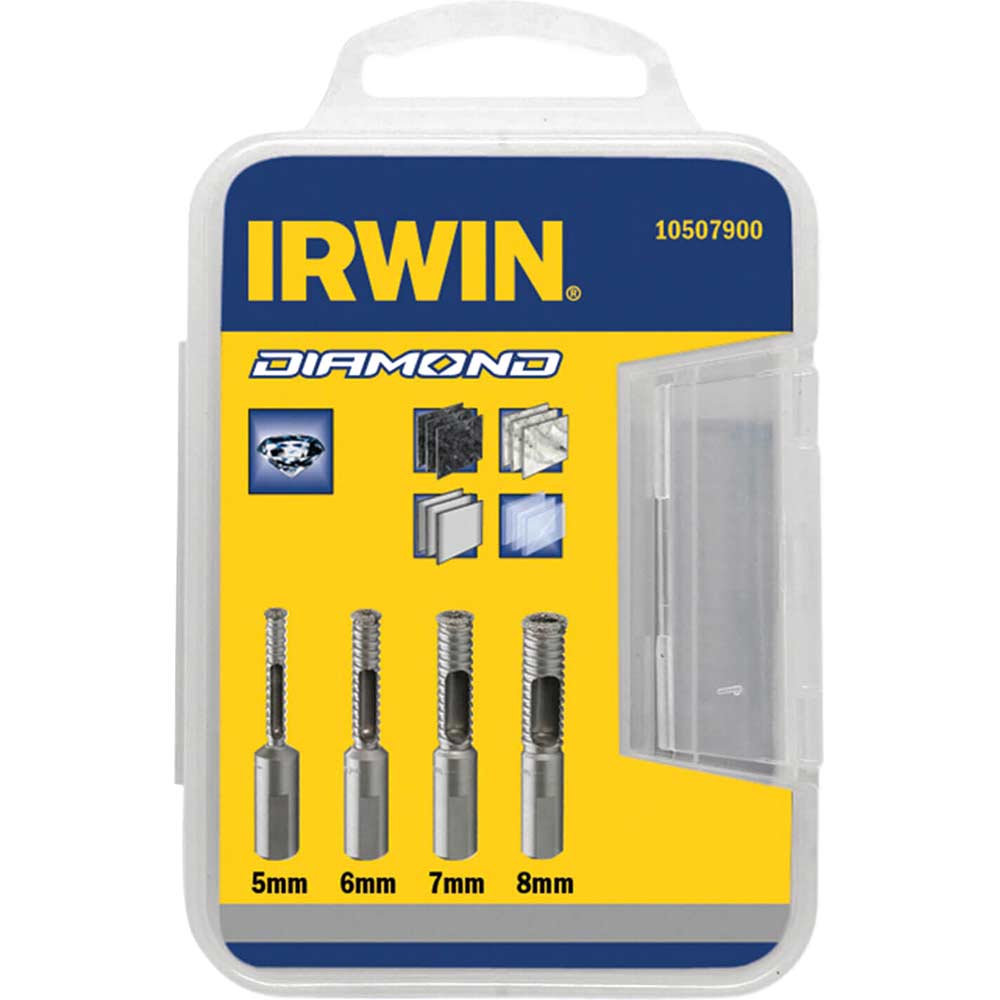Image of Irwin 4 Piece Diamond Drill Bit Set 5 - 8mm