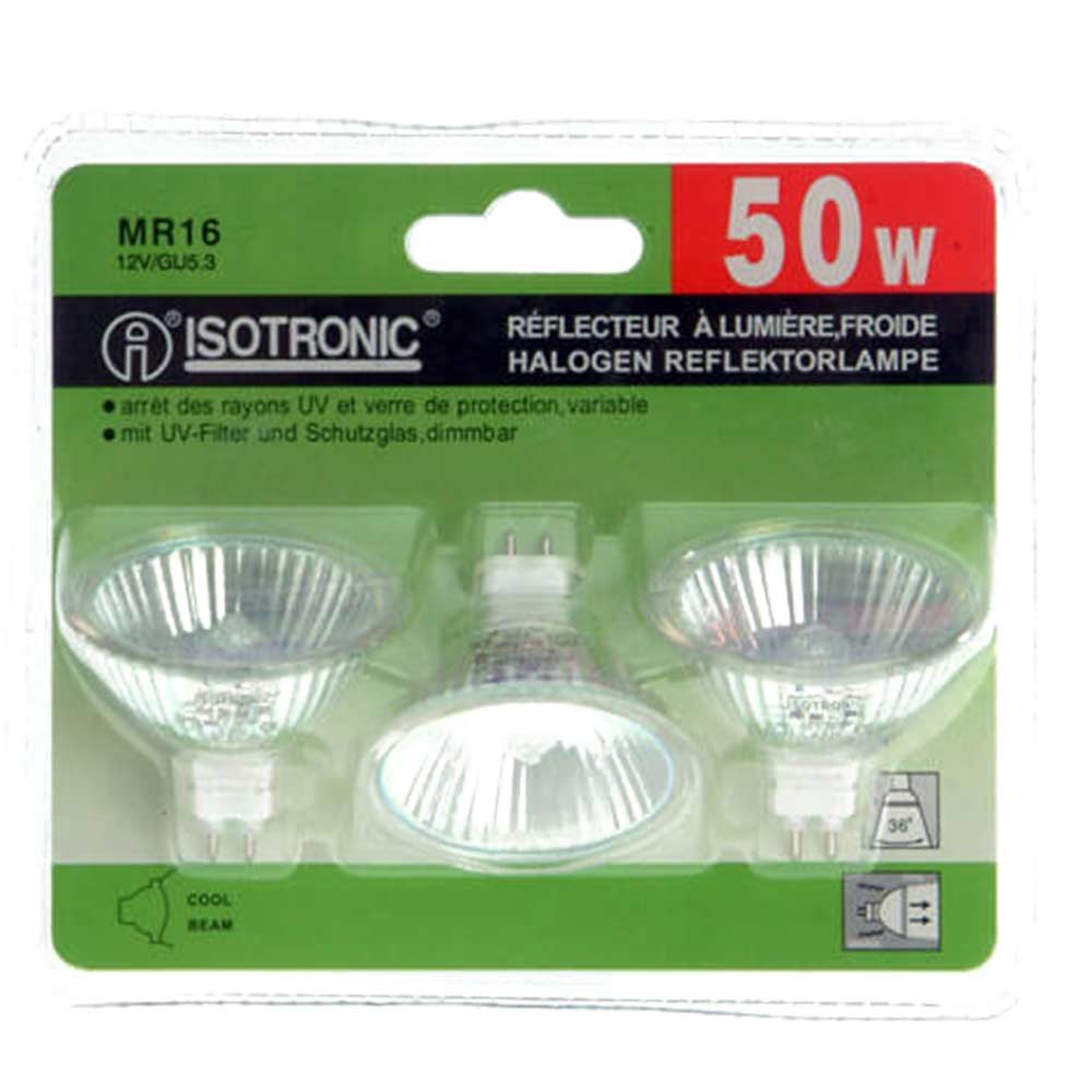 Image of Isotronic Halogen Bulbs Mr16 38 Degree 50W (Pack of 3)