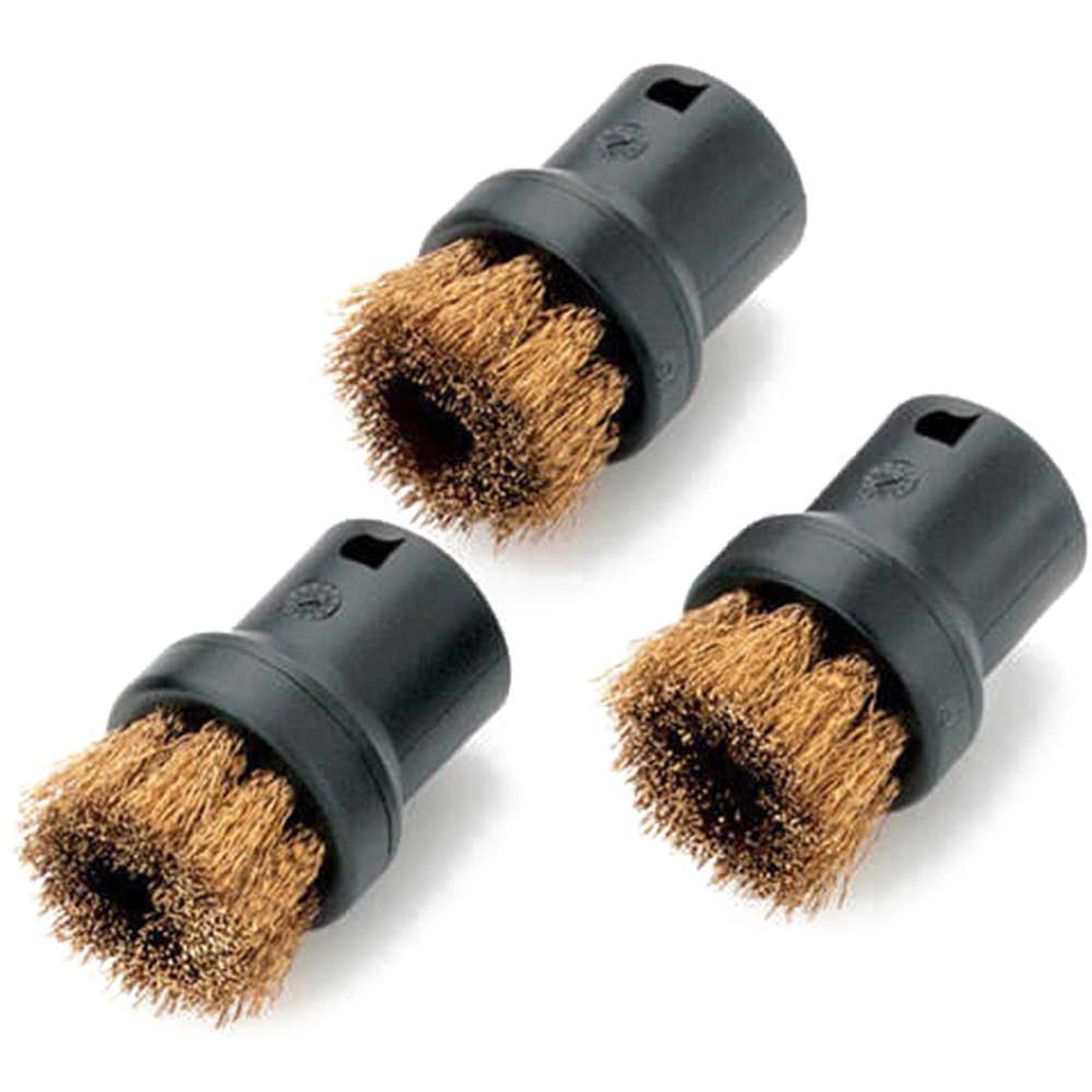 Karcher Pack of 3 Round Brushes with Brass Bristles for SC Steam Cleaners