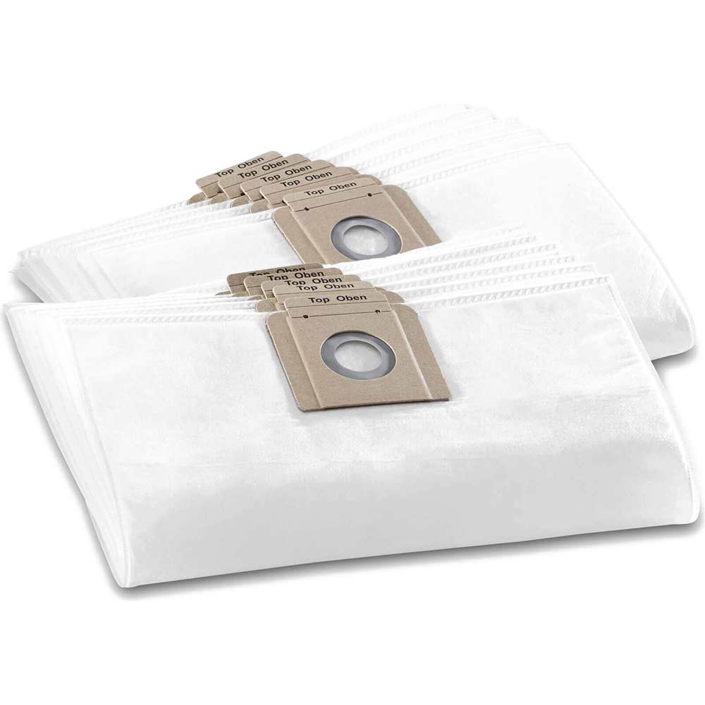 Image of Karcher Pack of 10 Fleece Filter Bags for T10 & T12 Vacuum Cleaners