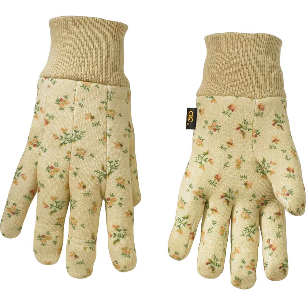 Kunys Garden Cotton Jersey Gripper Gloves One Size Green