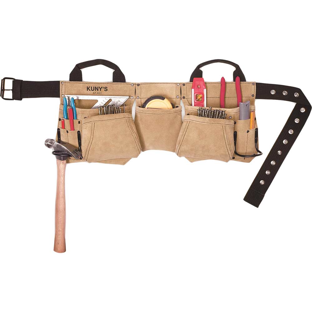 Image of Kunys Carpenters Split Grain Apron Tool Belt & Pouches