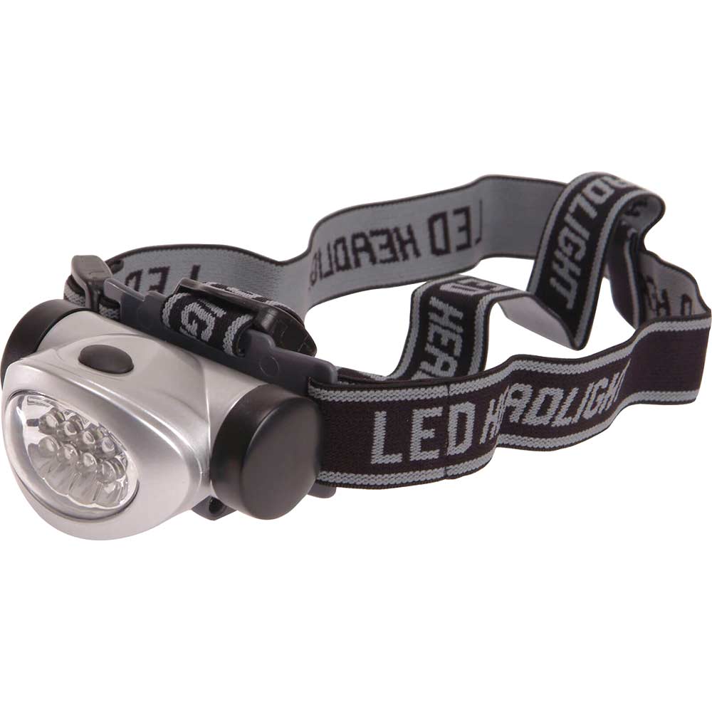 Image of Light House 8 LED Head Torch 3 Function Silver Size 3 x AAA Batteries