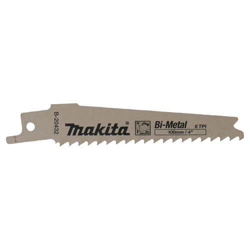 Makita B-20432 Bi-Metal Reciprocating Wood Cutting Blades 100mm Pack of 5