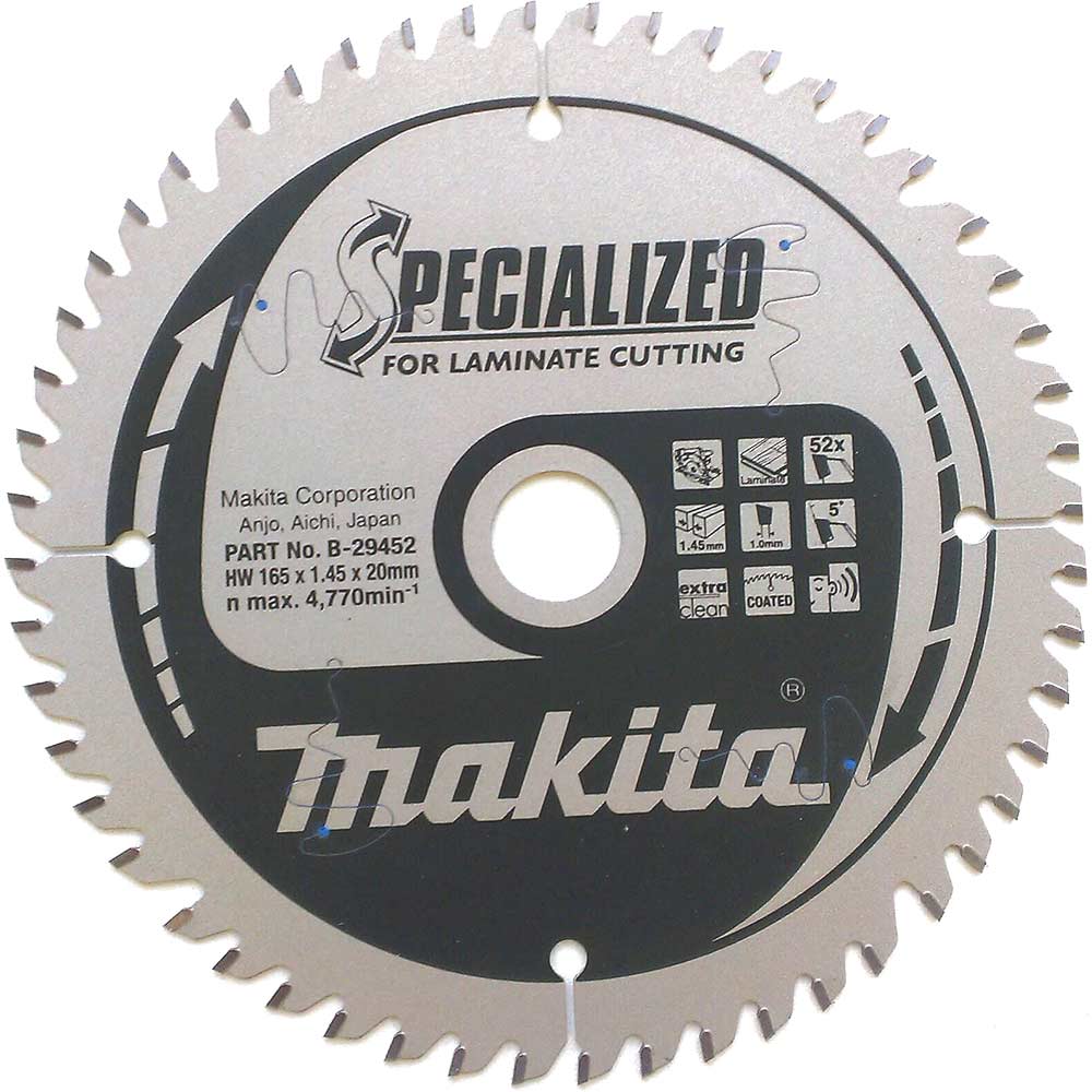 Image of Makita Specialized Aluminium Mitre Saw Blade 165mm x 52 Teeth 20mm