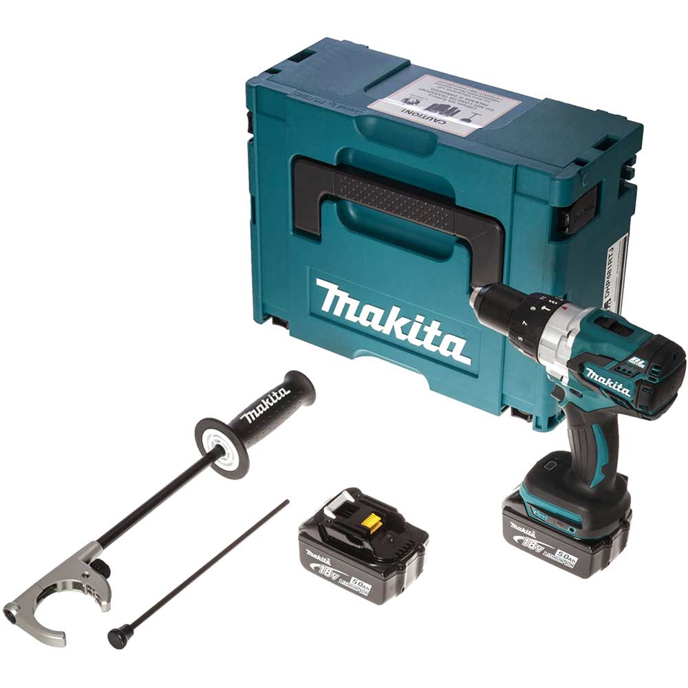 Image of Makita DHP481RTJ 18v Cordless XPT Brushless Combi Drill with 2 Lithium Ion Batteries 5ah
