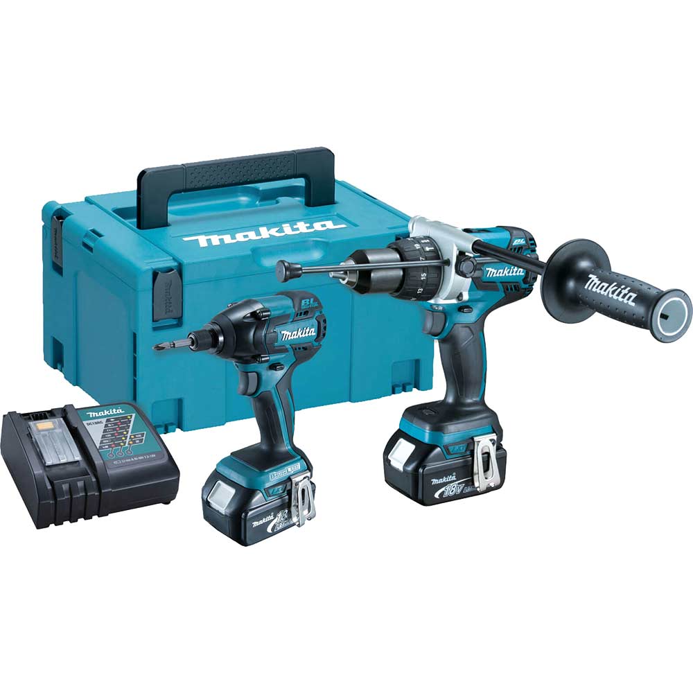 Image of Makita DLX2040MJ 18v Cordless Combi Drill & Impact Driver with 2 Lithium Ion Batteries 4ah