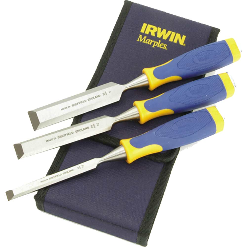 Image of Marples Ms500 3 Piece Soft Touch Bevel Edge Chisel Set