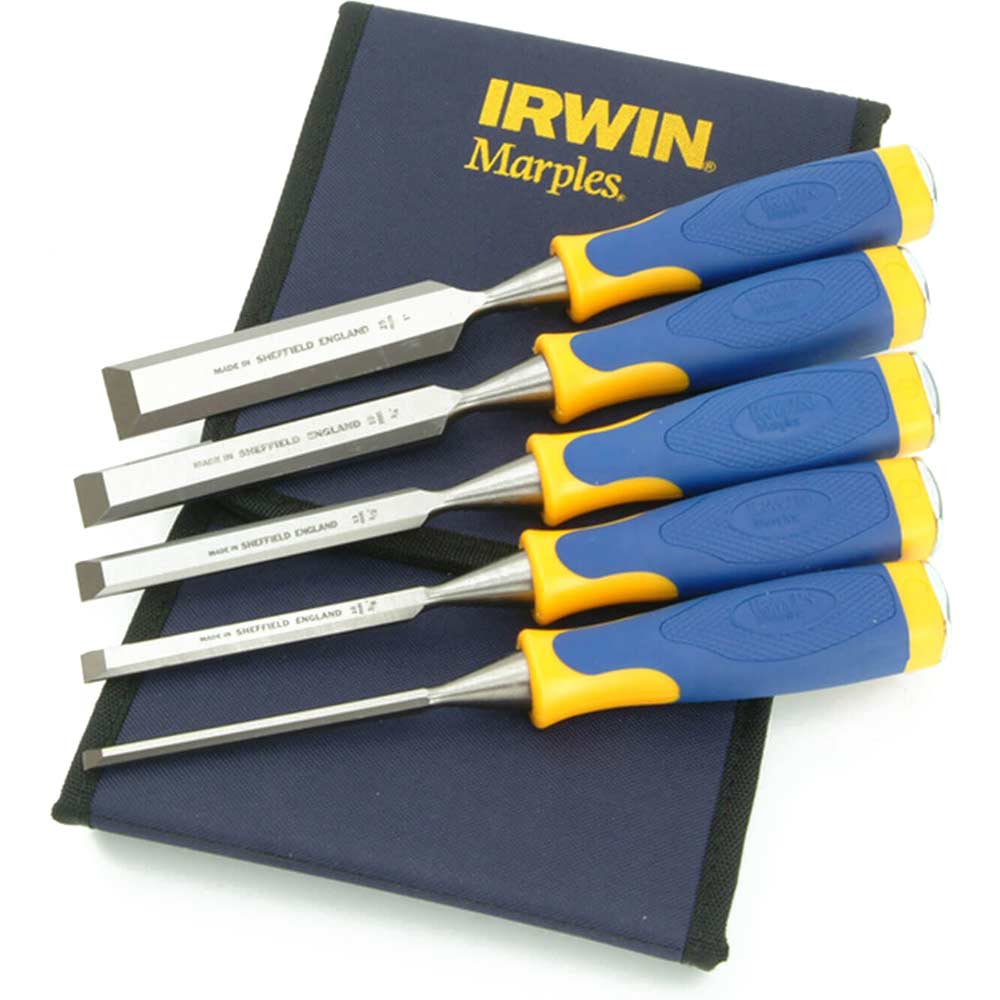 Marples Ms500 5 Piece Soft Touch Bevel Edge Chisel Set + Wallet