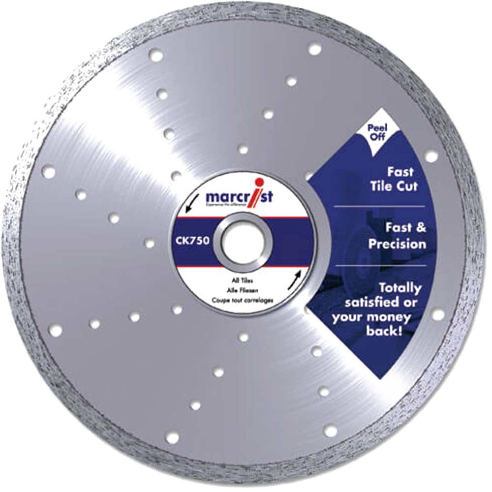 Marcrist CK750 230mm x 25mm Fast Tile Saw Diamond Cutting Blade without Flange for / Marble / Slate 