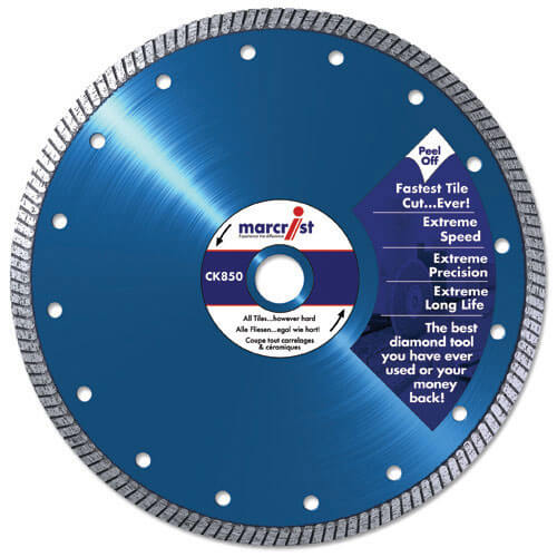 Marcrist CK850 230mm x 25mm Fast Tile Saw Diamond Cutting Blade without Flange for / Marble / Slate 