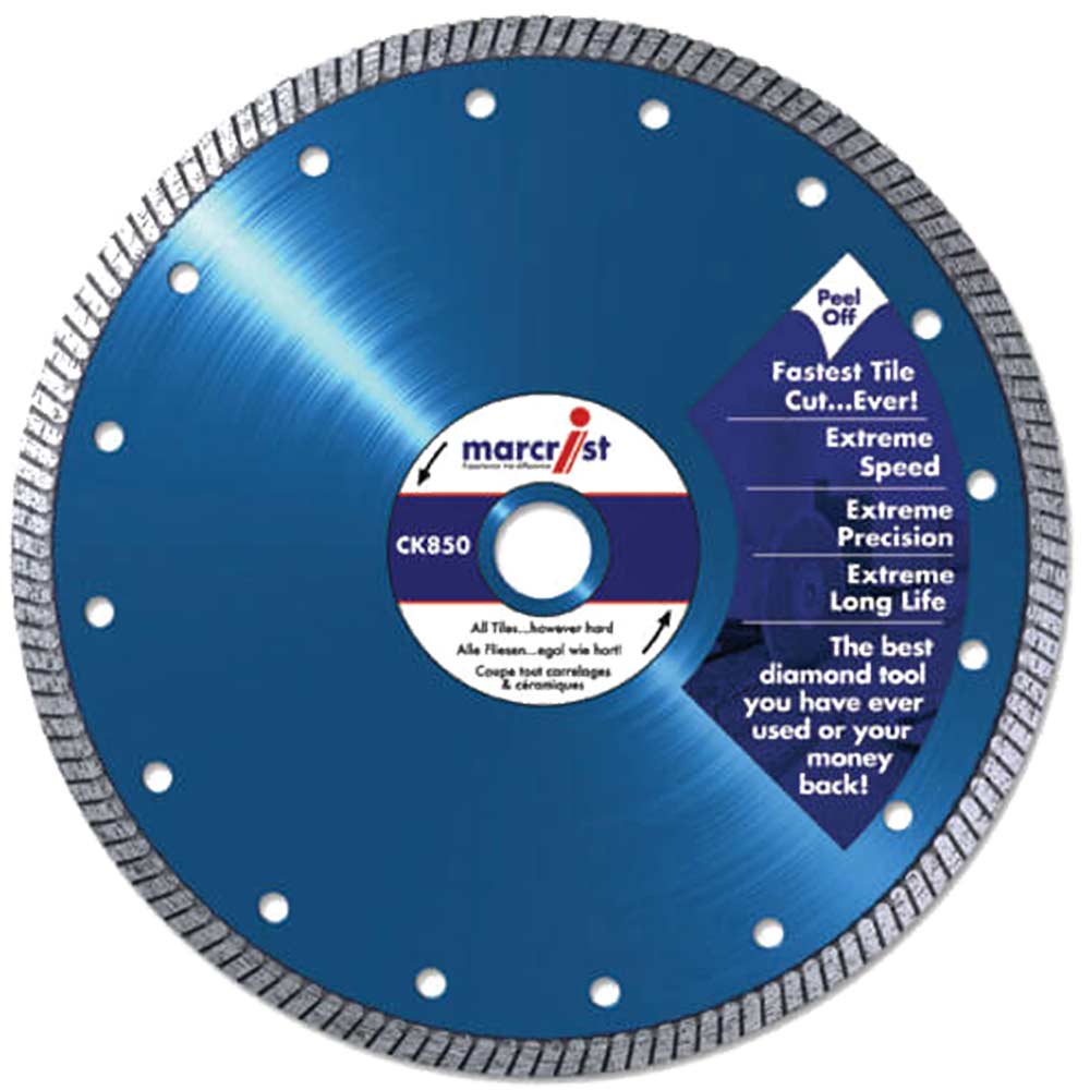 Marcrist CK850 250mm x 25mm Fast Tile Saw Diamond Cutting Blade without Flange for Marble / Slate & 