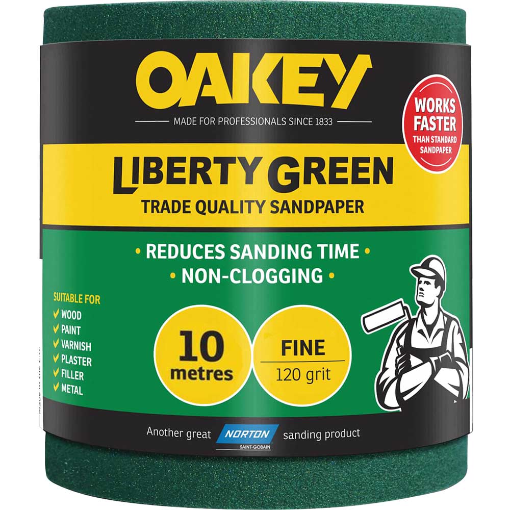 Oakey Lib Green Roll 10M x 115mm 40G 33219