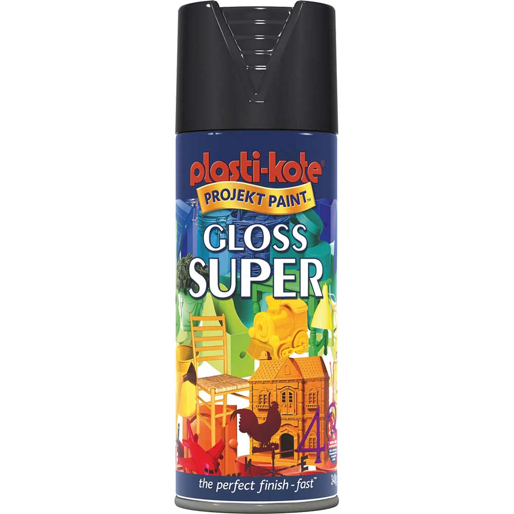 Plastikote 1100 Super Enamel Paint Gloss Black Aerosol 400ml