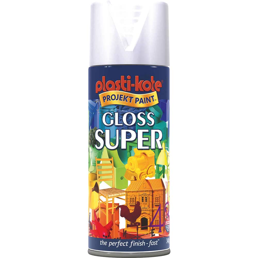 Plastikote 1109 Super Enamel Paint Gloss White Aerosol 400ml