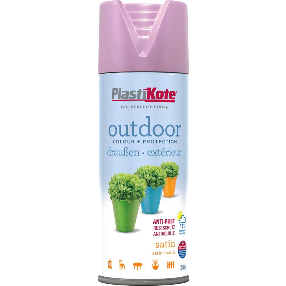 Plastikote Outdoor Satin Aerosol Spray Paint Cameo Pink 400ml