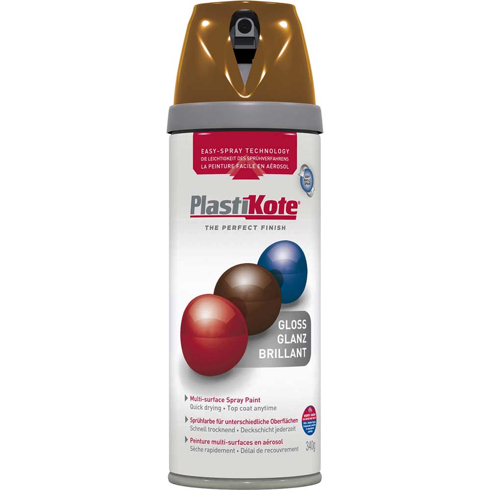 Plastikote Premium Aerosol Spray Paint Gloss Chestnut Brown 400ml