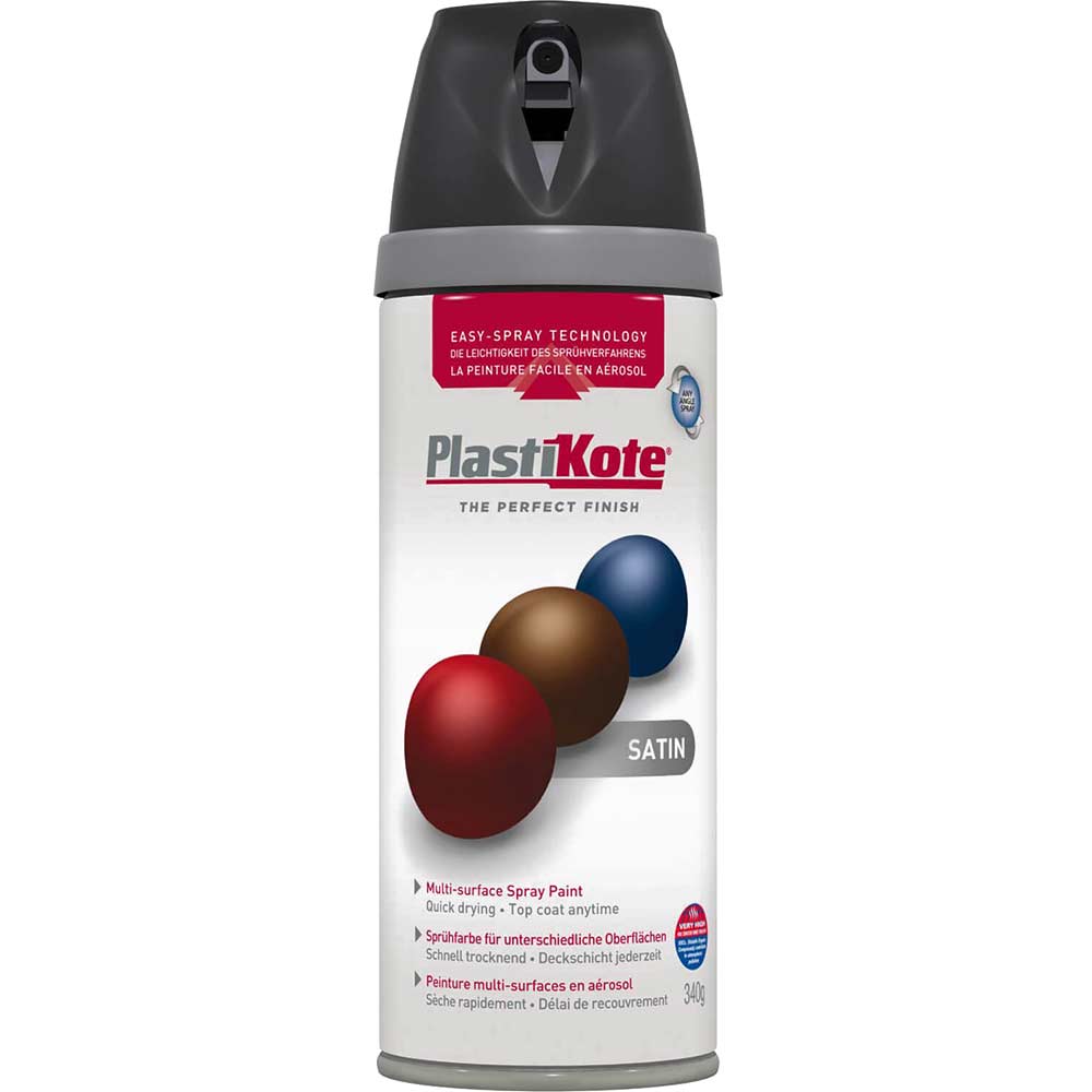 Plastikote Premium Aerosol Spray Paint Satin Black 400ml