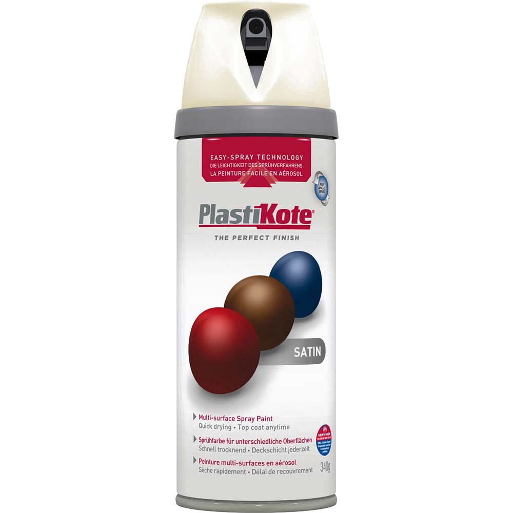 Plastikote Premium Aerosol Spray Paint Satin Porcelain 400ml
