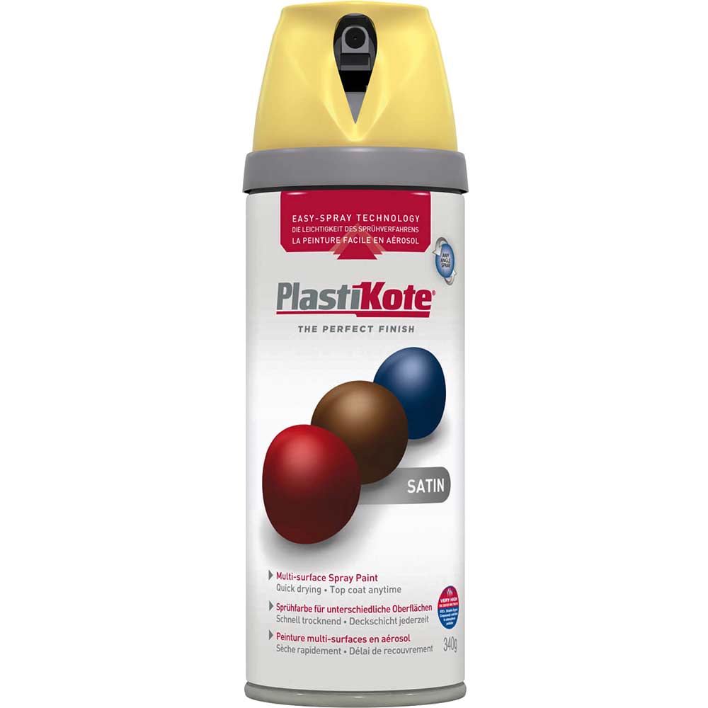 Plastikote Premium Aerosol Spray Paint Satin Daffodil 400ml