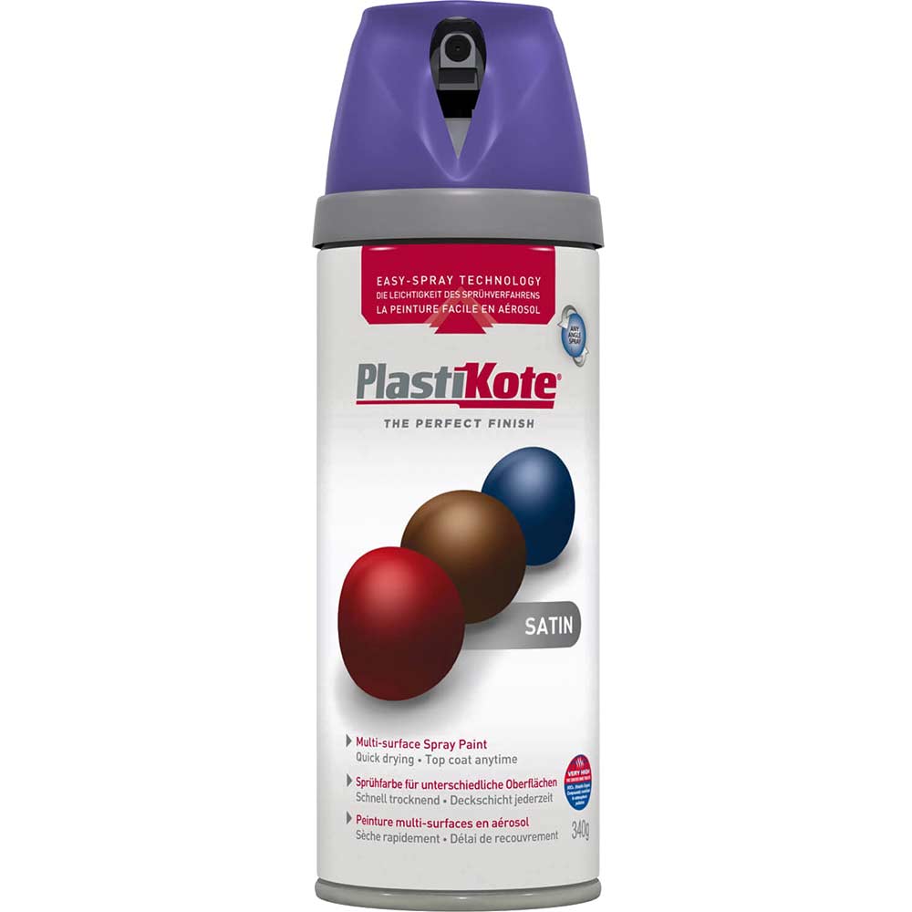 Plastikote Premium Aerosol Spray Paint Satin Sumptuous Purple 400ml