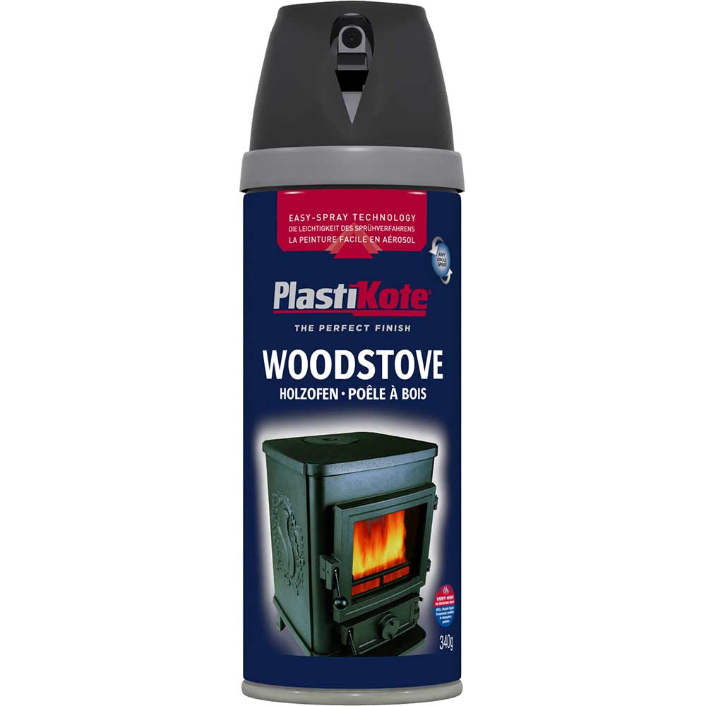 Plastikote 26030 Aerosol Wood Stove Twist Spray Paint Black 400ml